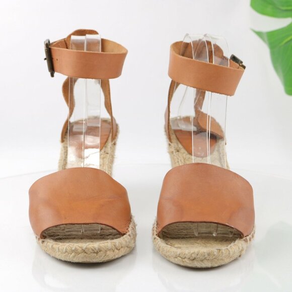 Sundance Picon Womens Sandal Size 9.5 Tan Cognac Wedge Espadrille Ankle Strap - Picture 3 of 12